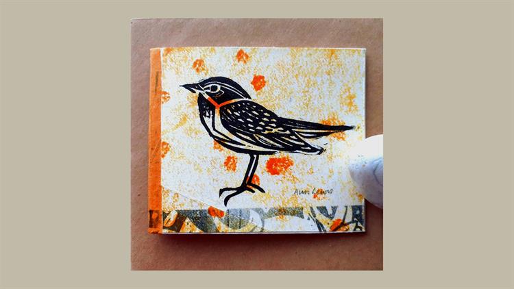 Little bird card orange
